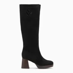 Bottes Lamia noires à talon bois