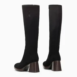 Bottes Lamia noires à talon bois