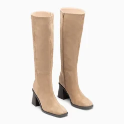 Bottes Rita beiges à talon trapèze