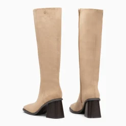 Bottes Rita beiges à talon trapèze