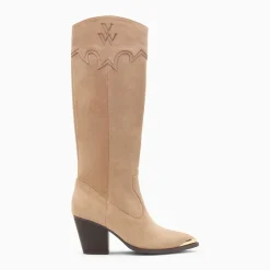 Bottes santiags Maud beiges à talon