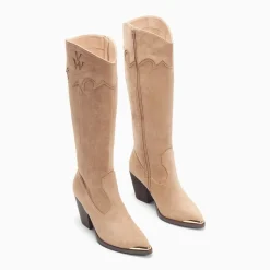 Bottes santiags Maud beiges à talon