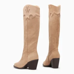 Bottes santiags Maud beiges à talon