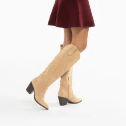 Bottes santiags Sharon beiges à talon