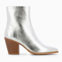 Bottines à talon Julia argent effet texturé