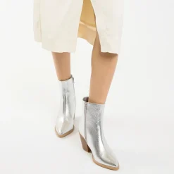 Bottines à talon Julia argent effet texturé
