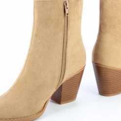 Bottines à talon Julia en suédine beige