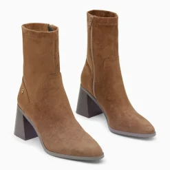 Bottines chaussettes Alizée marron à talon trapèze