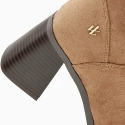 Bottines chaussettes Alizée beiges à talon trapèze
