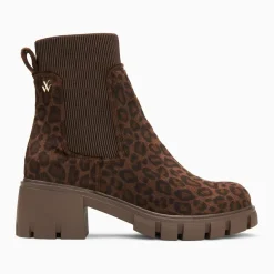 Bottines Chelsea Annie léopard à talon cranté