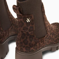 Bottines Chelsea Annie léopard à talon cranté