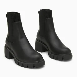 Bottines Chelsea Annie noires à talon cranté