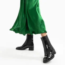 Bottines Chelsea Carole montantes noires vernies