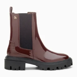 Bottines Chelsea Pamela bordeaux vernies à semelle crantée