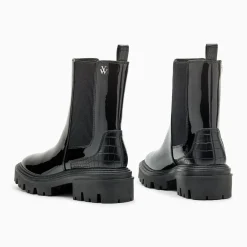 Bottines Chelsea Pamela noires vernies à semelle crantée