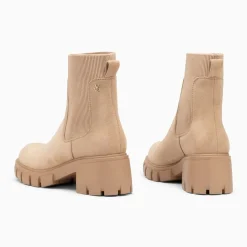Bottines Chelsea Valérie beige à talon cranté