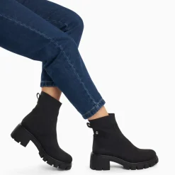 Bottines Chelsea Valérie noires à talon cranté