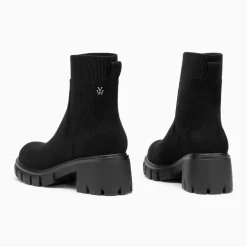 Bottines Chelsea Valérie noires à talon cranté
