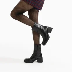 Bottines de pluie Lea noires à talon cranté