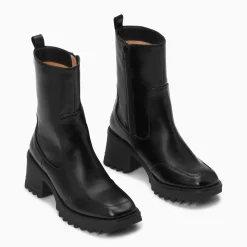 Bottines de pluie Lea noires à talon cranté