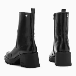 Bottines de pluie Lea noires à talon cranté