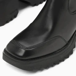 Bottines de pluie Lea noires à talon cranté