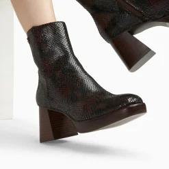 Bottines Francesca marron serpent à plateforme et talon bois