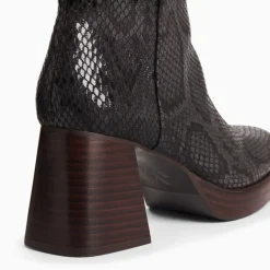 Bottines Francesca noir serpent à plateforme et talon bois