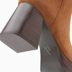 Bottines Marina camel à plateforme et talon bois