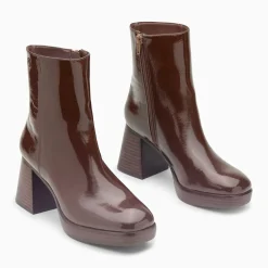 Bottines Marina marron à plateforme et talon bois