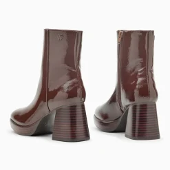 Bottines Marina marron à plateforme et talon bois