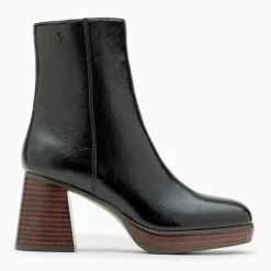 Bottines Marina noires à plateforme et talon bois