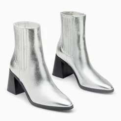 Bottines montantes Taylor argent à talon trapèze