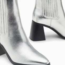 Bottines montantes Taylor argent à talon trapèze