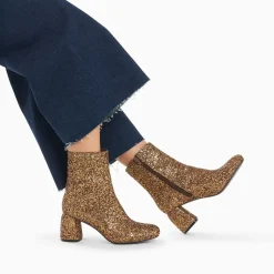 Bottines pailletées Londres bronze à talon