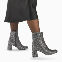 Bottines pailletées Londres argent à talon