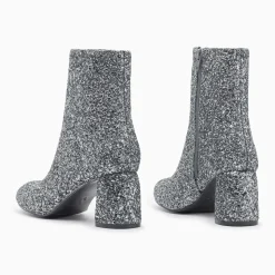 Bottines pailletées Londres argent à talon