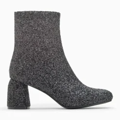 Bottines pailletées Londres noires à talon