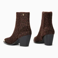 Bottines santiags Amandine léopard à talon