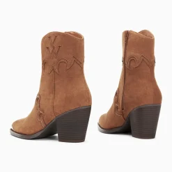 Bottines santiags Clotilde camel à talon