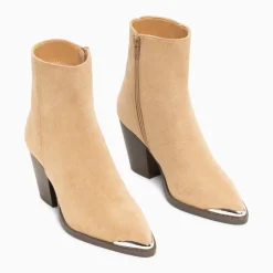Bottines santiags Jenn beiges à talon