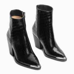 Bottines santiags Jenn noir croco à talon