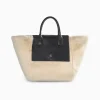 Cabas Christiane beige et noir en fausse fourrure