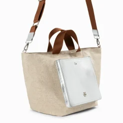 Cabas Iris beige à pochette argent