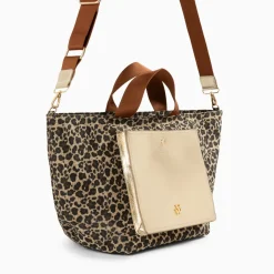 Cabas Iris léopard à pochette or