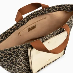 Cabas Iris léopard à pochette or