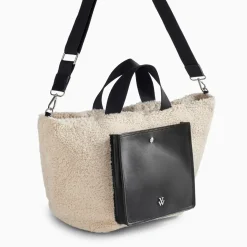 Cabas Octavie beige et noir en fausse fourrure