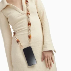 Chaîne de téléphone Celiane beige marbré et ambre