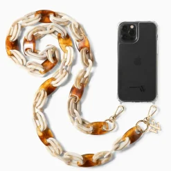 Chaîne de téléphone Celiane beige marbré et ambre