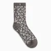 Chaussettes Agathe gris et léopard argent